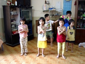 The orphans sang for Mr.Kabata.