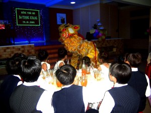 Looking at the lion dance.
