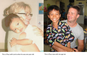 Amazing photos of Lorrie and Phuc in 2003 and Tim with Phuc in March 2012